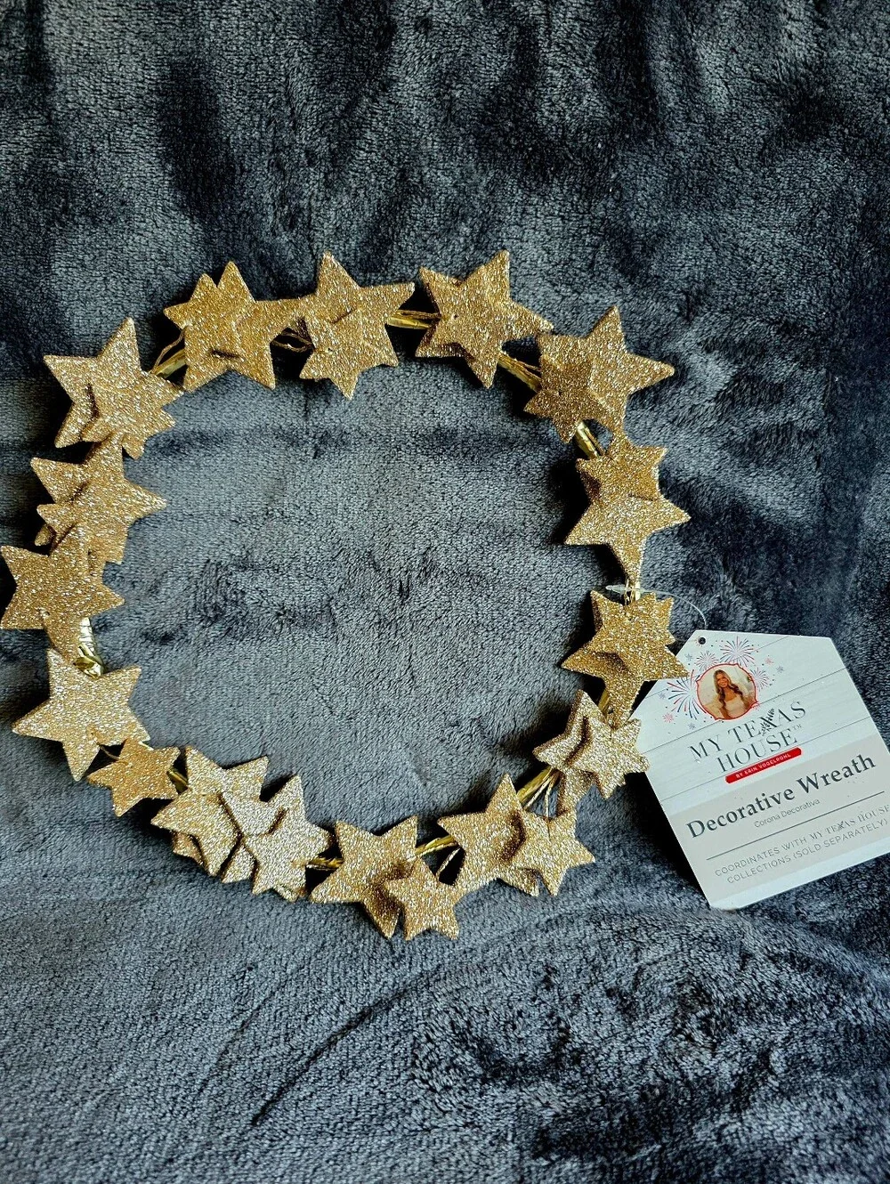 New My Texas House Glitter gold Star Wreath 11.2